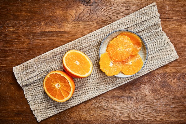 Orangen Scheiben geschnitten
